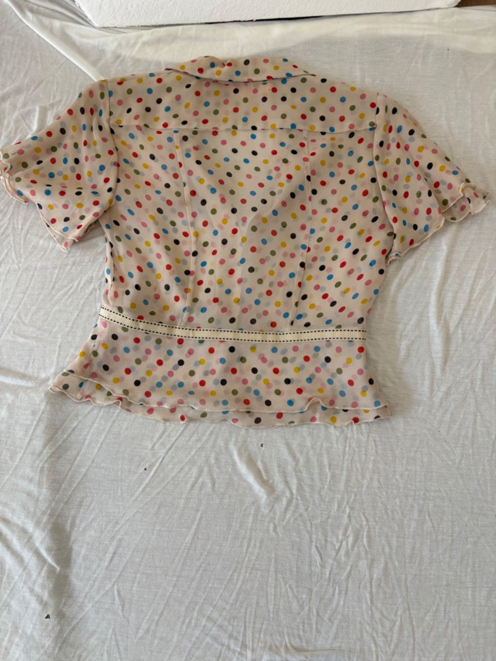 CYNTHIA STEFFE Silk Button Polka Dot Short Sleeve Blouse; Size: XS - Picture 8 of 8